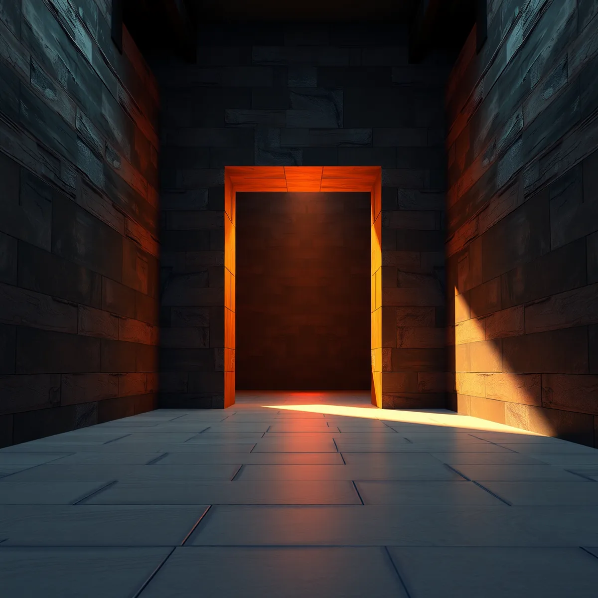 A perimeter security appliance standing open like a doorway with light passing through it