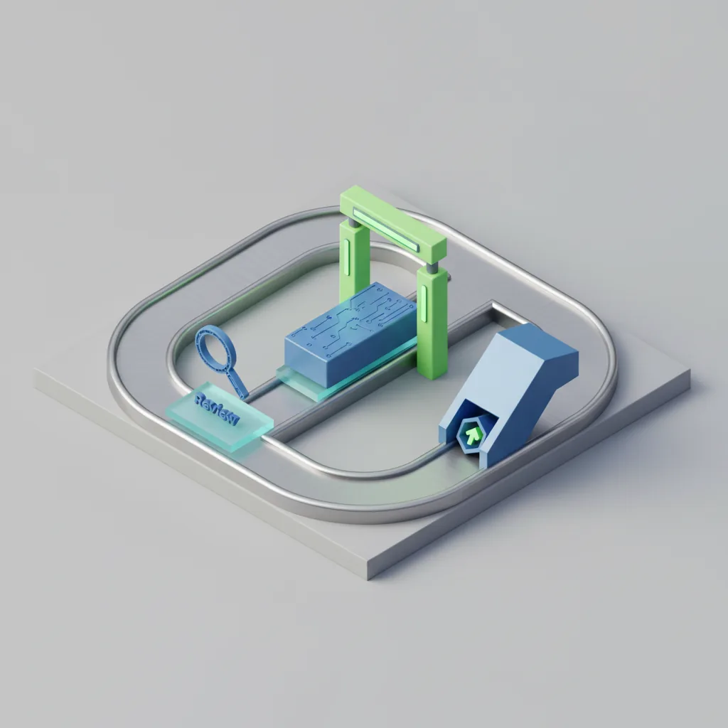 A firewall change moving through a review, approve and deploy pipeline